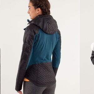 lululemon athletica Teal and Black Quilted Hooded Jacket